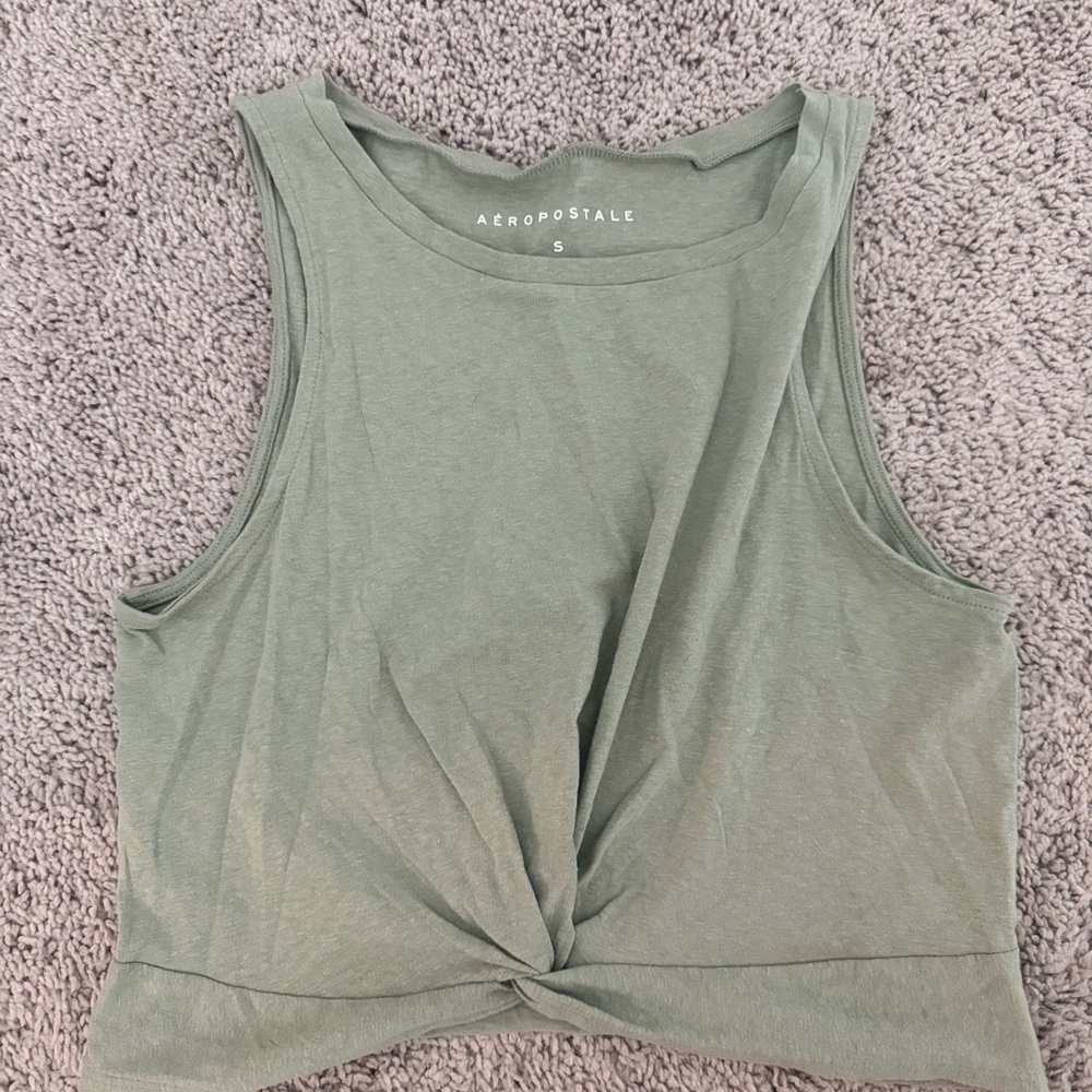 Aeropostale Women's Olive Twist-Front Crop Top
